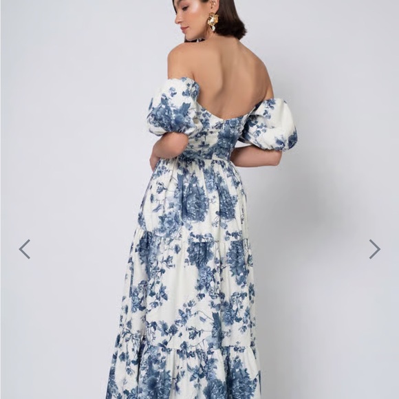 Jenny Yoo Strapless Blue and White Dress - Picture 2 of 2